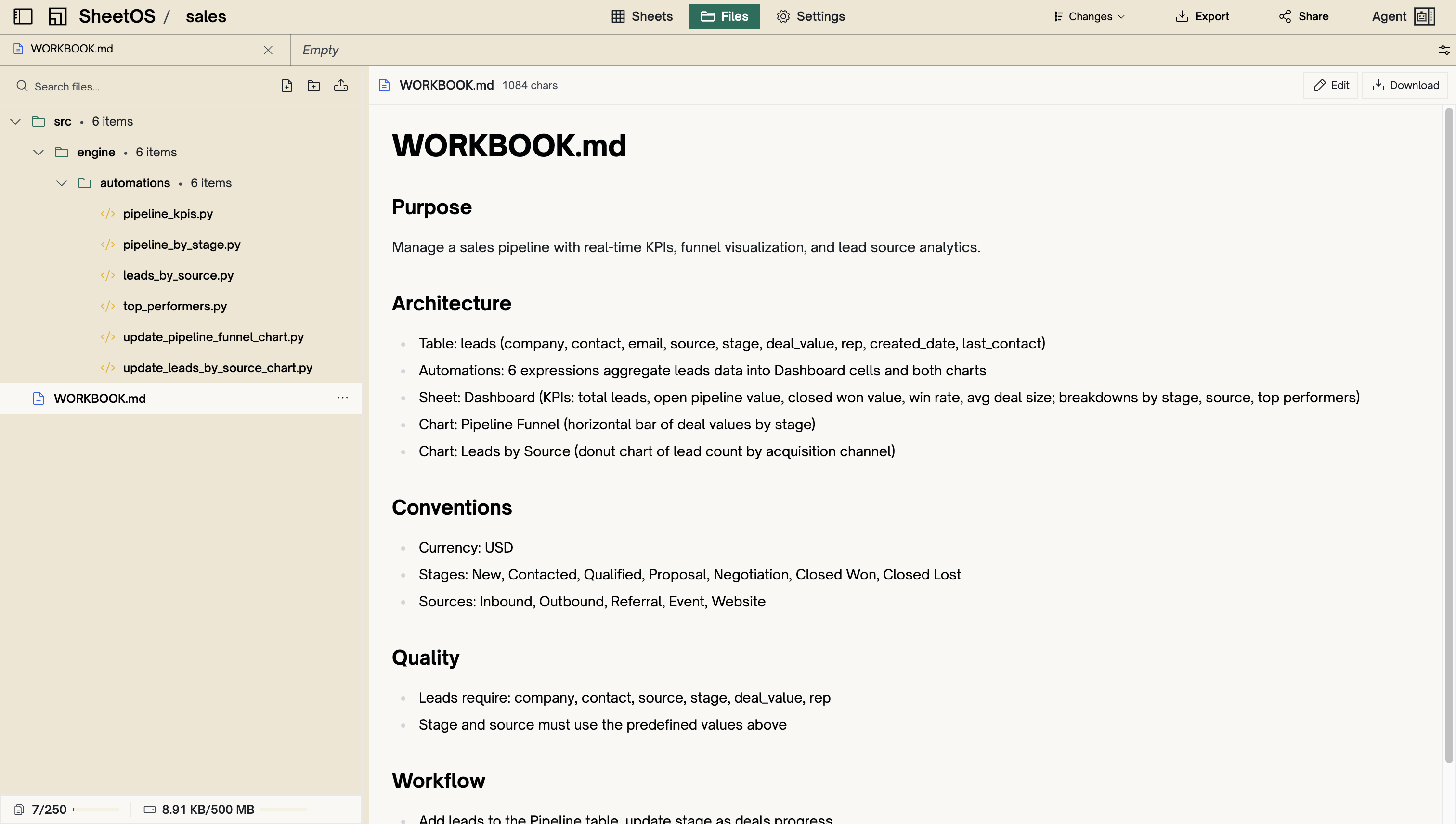 File browser with folder tree and file content