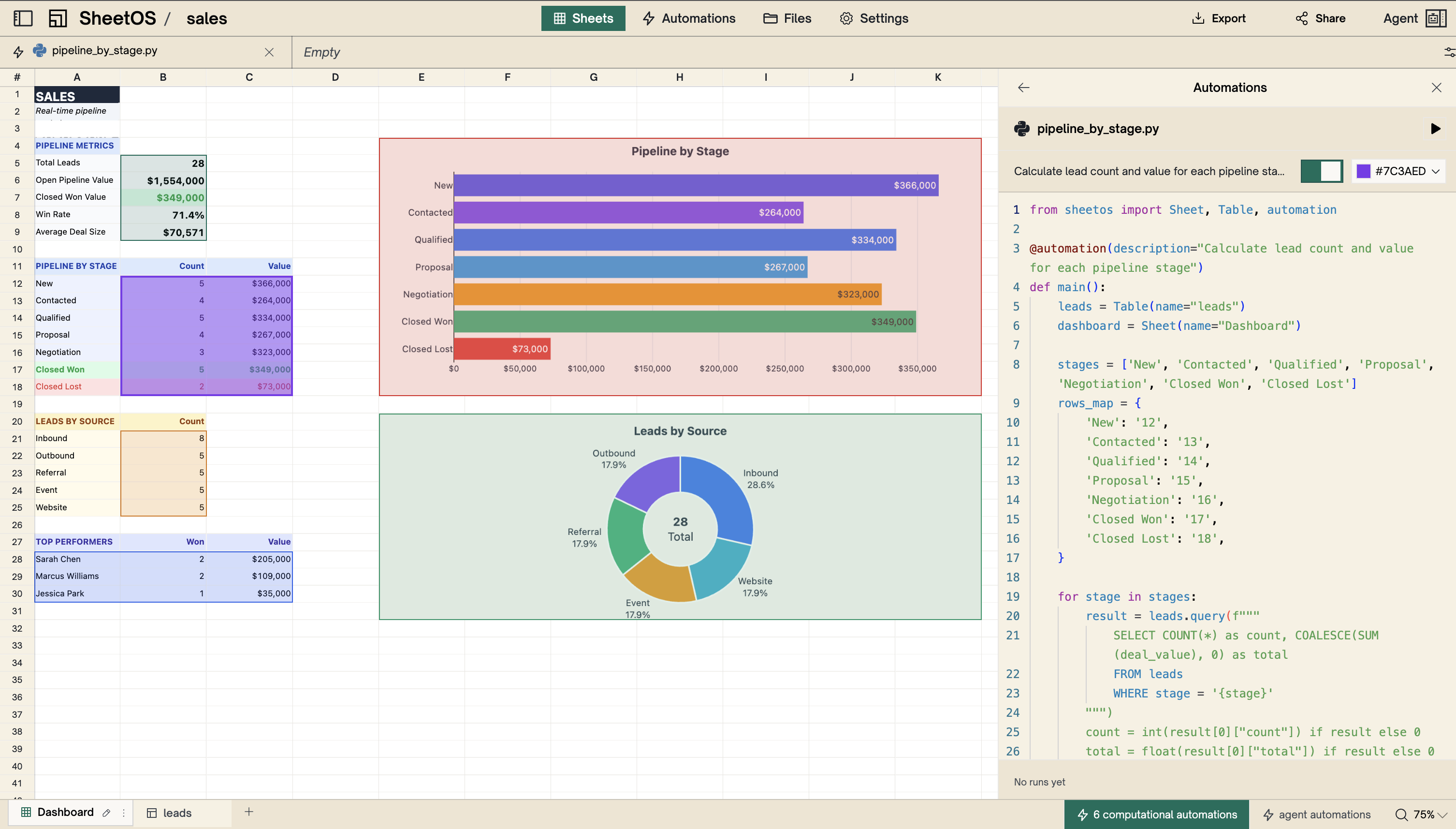 Python automation that recalculates when inputs change